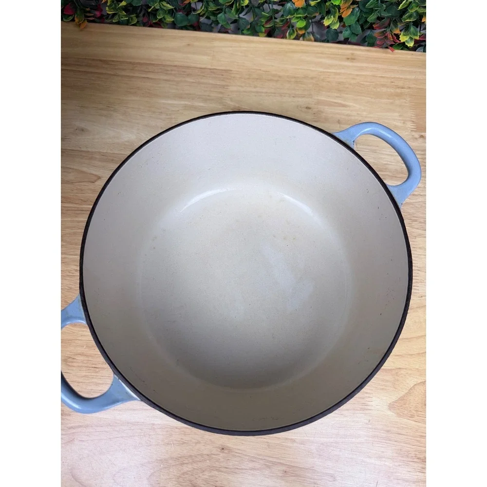 Le Creuset Light Blue Enameled Cast Iron Round Dutch Oven with Lid France